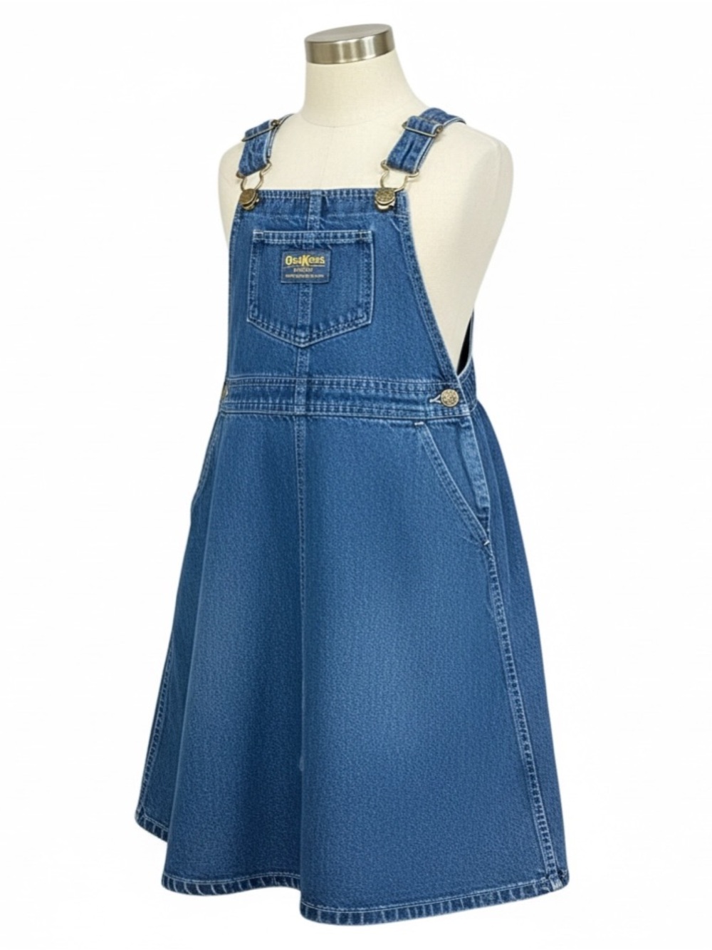 Vintage OshKosh B'gosh Blue Denim Overall Jumper Dress Size 6X